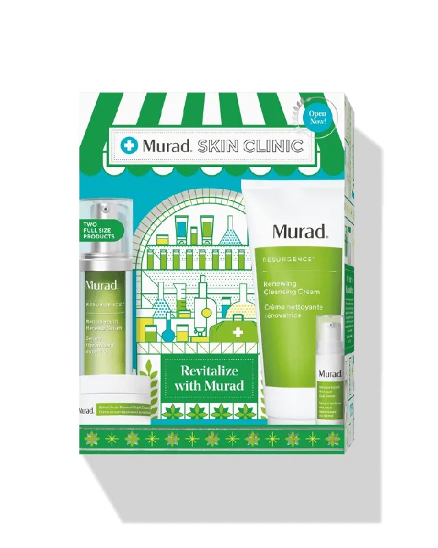 Murad Skin Clinic Revitalize with Murad Kit | Renewing Cleansing Cream | Retinol Youth Renewal Serum | Retinol Youth Renewal Eye Serum | Retinol Youth Renewal Night Cream