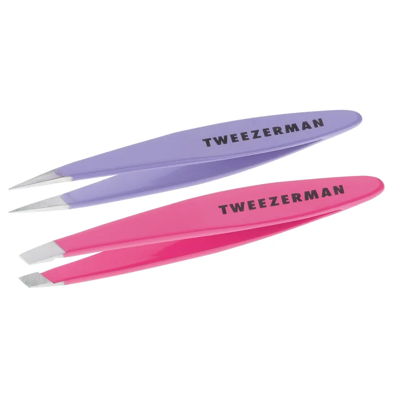Tweezerman Mini Slant & Point Tweezer Set - Pink & Purple | 4106-R