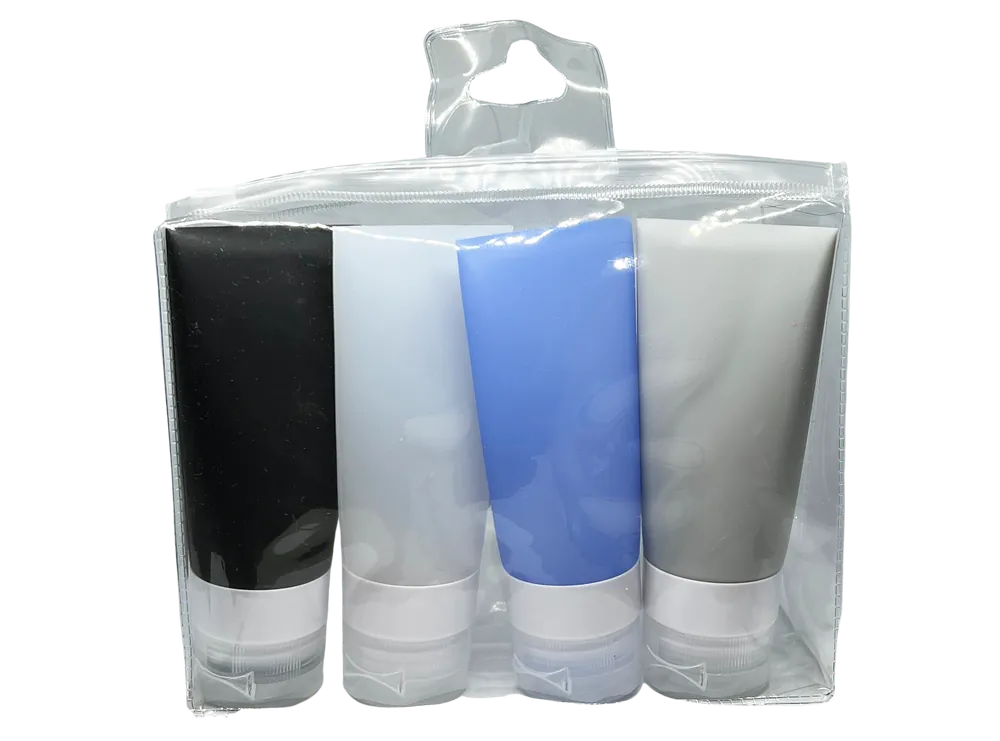 Kinsgley Travel Necessities Men Silicon Bottles 4 Pc 2 oz | TC-25