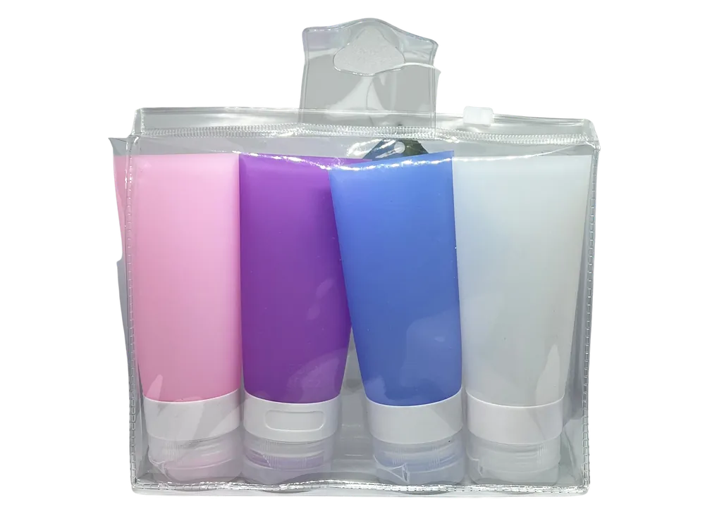 Kinsgley Travel Necessities Women Silicon Bottles 4 Pc 2 oz | TC-24