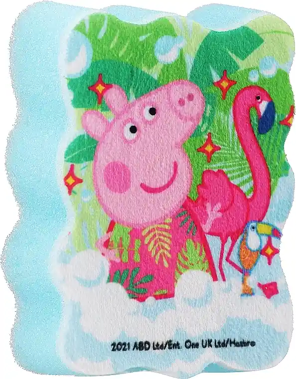 Kids Bath Sponge 'Peppa Pig', Peppa and flamingo, blue - Accessories