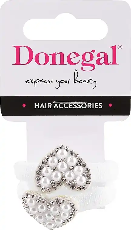 Hair Ties, FA-5739, white, hearts