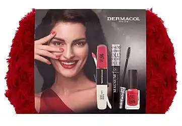 Dermacol Magnum Beauty Set (mascara/9ml + lipstick/8ml + nail/polish/11ml + bag/1pcs) - Makeup