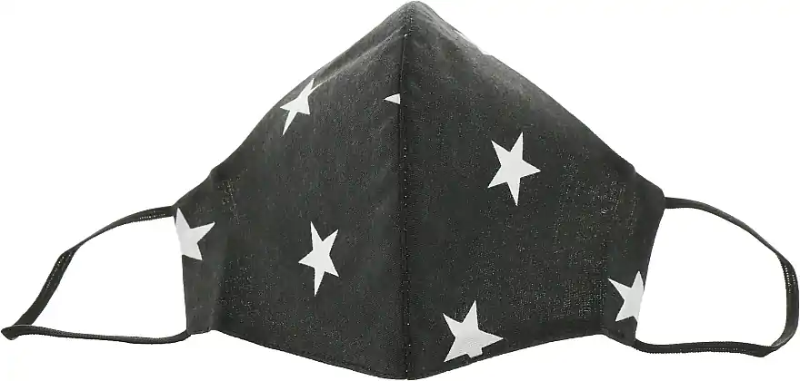 Protective Fabric Face Mask, black with large stars, size M - Bath and Body