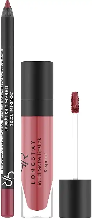 Golden Rose Matte LipKit Rose Taupe (lipstick/5.5 ml + lipliner/1.6g) - Makeup