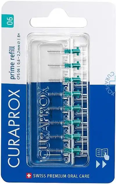 Interdental Brush Set 'Prime Refill', CPS 0,6 -2,2 mm, no holder, 8pcs, turquoise