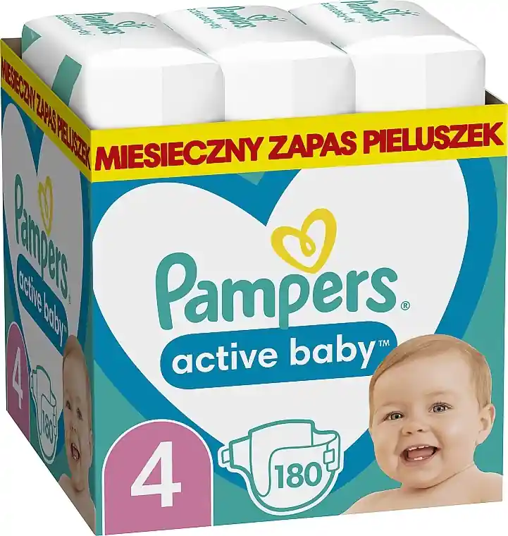 Pampers Active Baby Maxi 4 Diapers (9-14 kg), 180 pcs