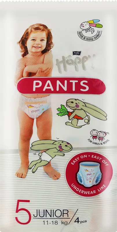Junior Diapers-Panties 11-18 kg, size 5, 4 pcs.