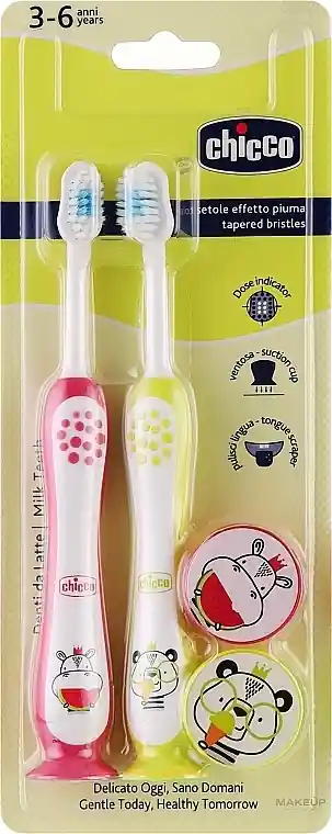 Toothbrush Set, 3-6 years, pink and yellow