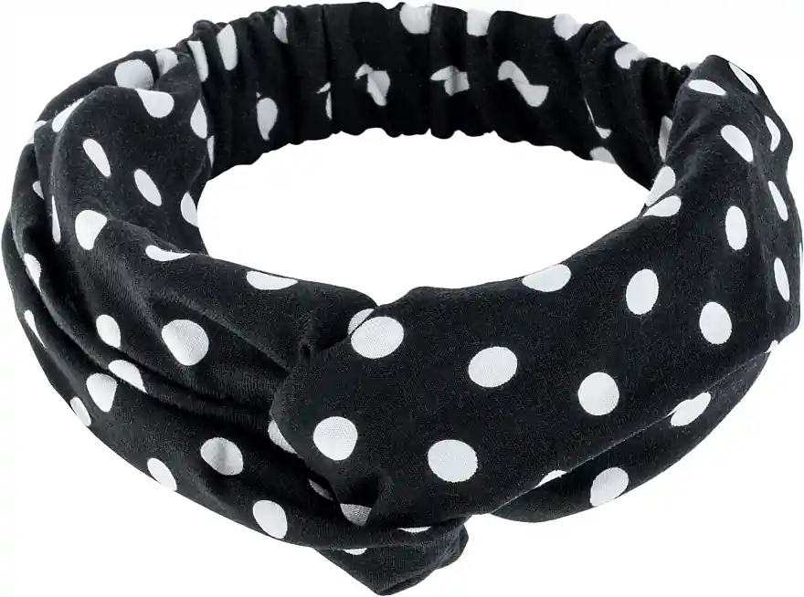 Headband, Knit Cross, dotted white-black, "Knit Twist"