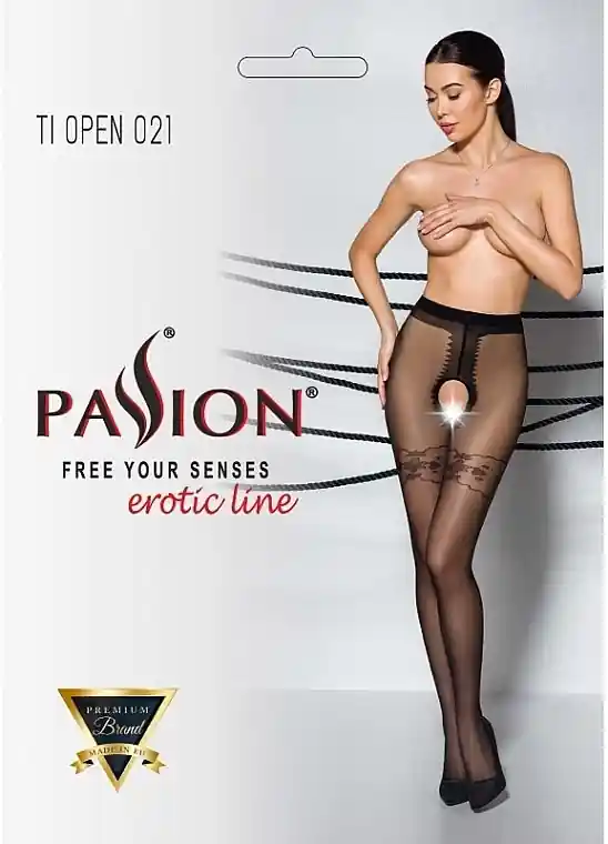 Erotic Tights with Cutout 'Tiopen' 021, 20 Den, black - Clothes