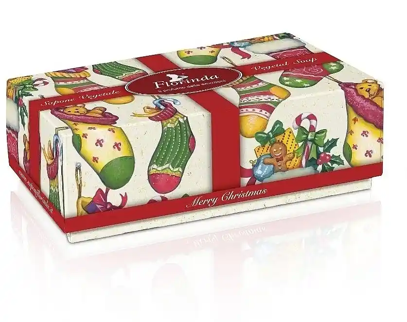 Christmas Socks Natural Soap in Box - Bath and Body