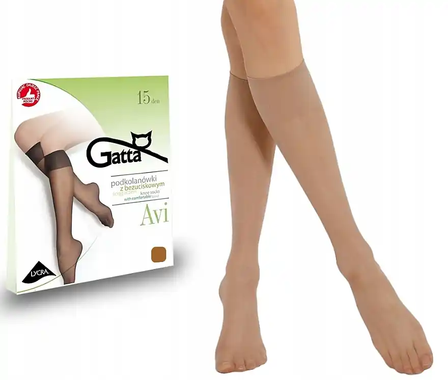 Women Knee Socks 'AVI', 2 pairs, 15 Den, visone - Clothes