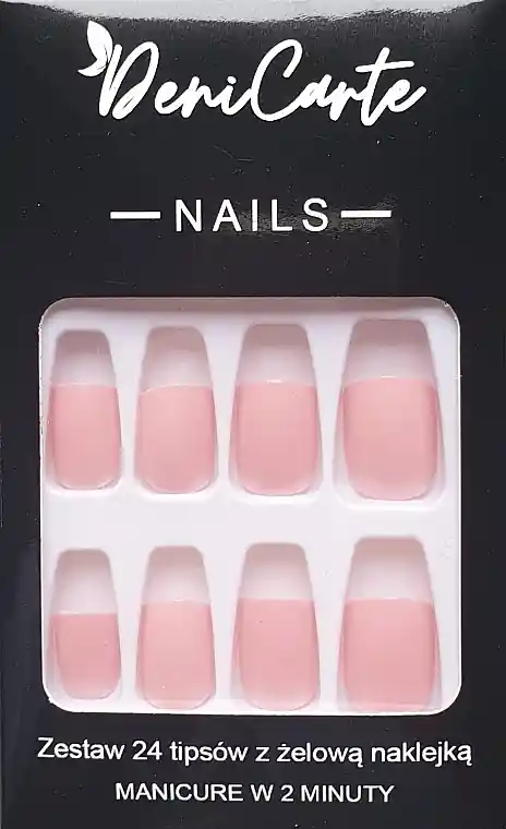 False Nails, square, light pink, 24 pcs.