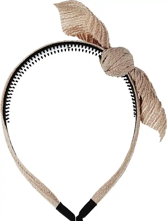 Headband, FA-5613, beige with stripes and a bow