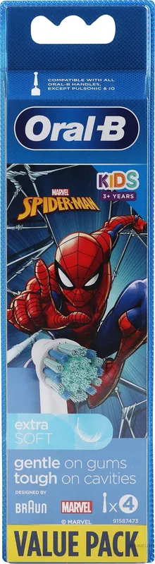 Replacement Toothbrush Head for Kids, Spiderman, 4 pcs - Bath and Body