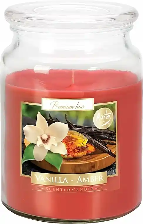 Premium Scented Candle in Jar 'Vanilla & Amber' - Bath and Body