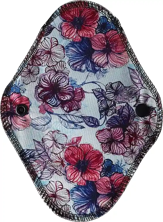 Reusable Cotton Daily Liner, black with flowers - Bath and Body