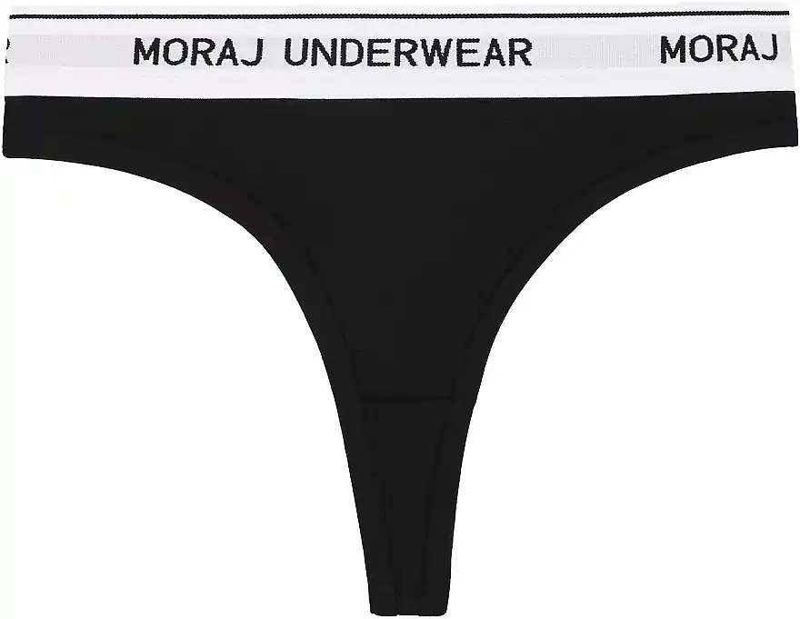 Thong Panties, wide elastic band, black - Clothes
