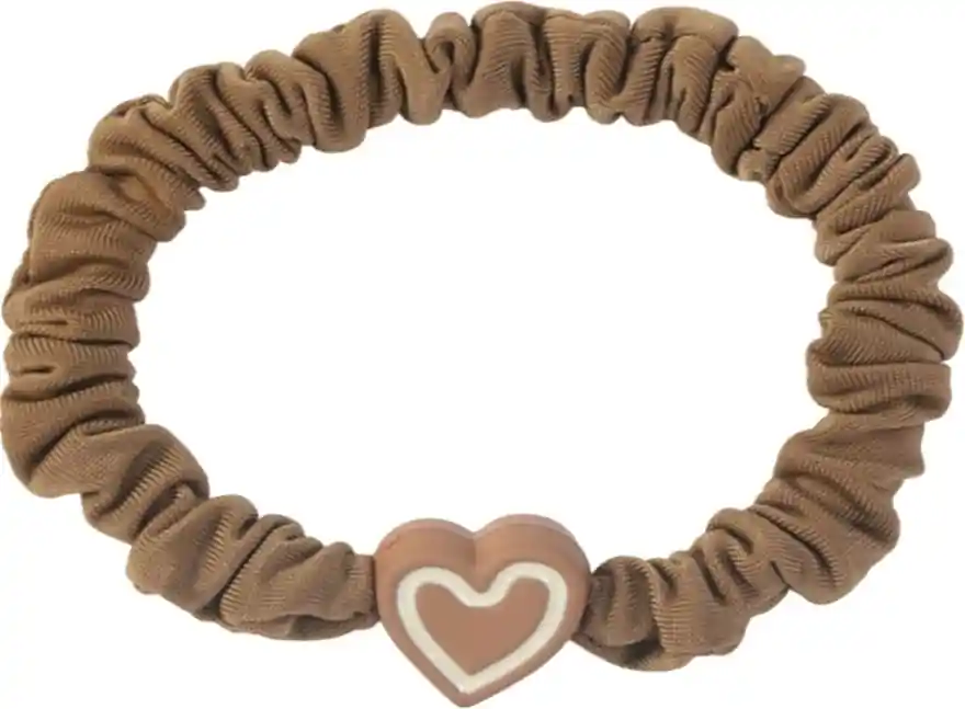 Hair Tie, crepe with heart, brown - Accessories