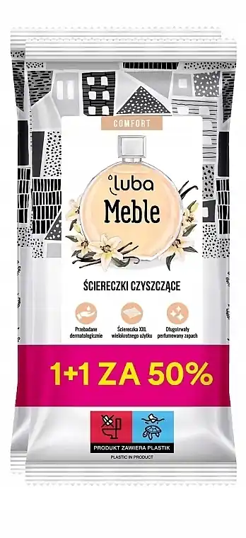 Vanilla Furniture Wet Wipes Set, 32 pcs. + Lavender Universal Wet Wipes, 32 pcs. - Luba