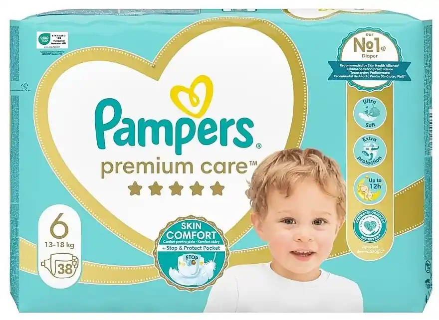 Premium Care Diapers 6 (13-18 kg), 38 pcs