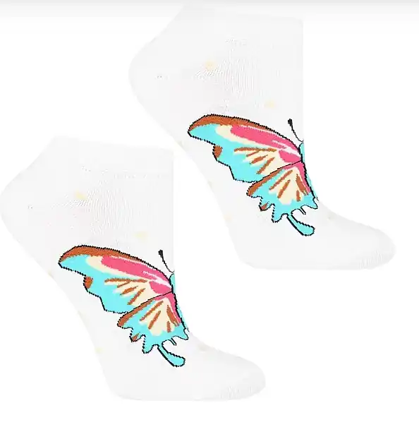 Women Socks with Butterfly Print, CSD240-114, white