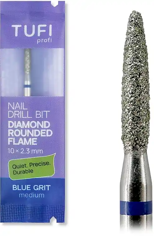 Diamond Burr "Rounded Flame", diameter 2.3 mm, length 10 mm, blue groove - Accessories