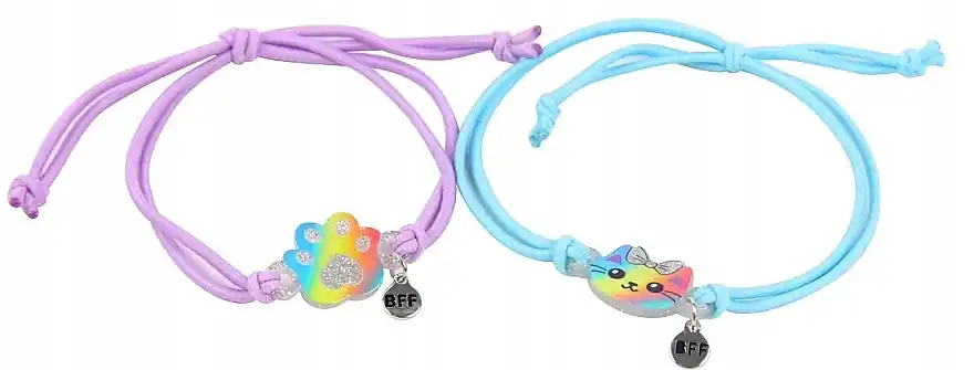 Pendant Bracelets, 2 pcs, 6445, purple and blue - Costume jewelry