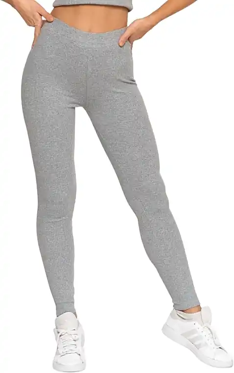 Women's cotton leggings with a wide waistband, RDL2500-005, gray