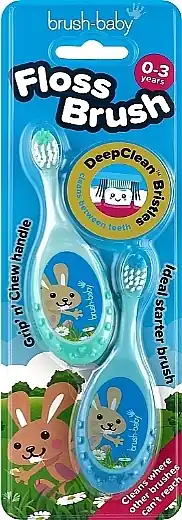Flossbrush Set, 2 pcs., 0-3 years old, blue/turquoise