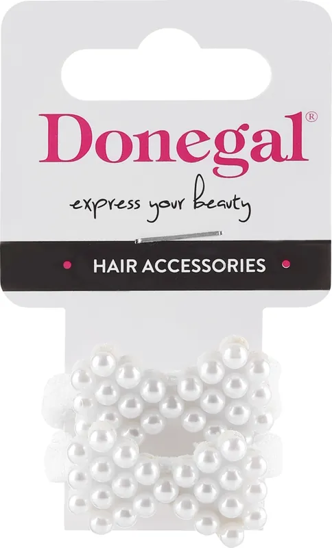 Hair Ties, FA-5739+1, white, bows with pearls