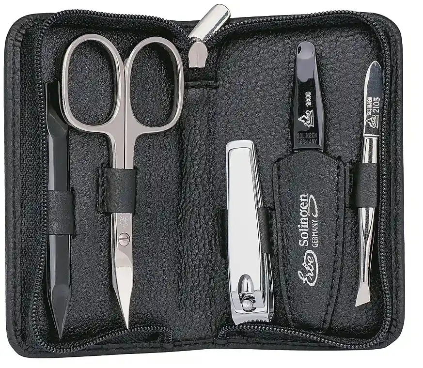 Manicure Set, 5 tools 'Siena', with zipper, black - Accessories