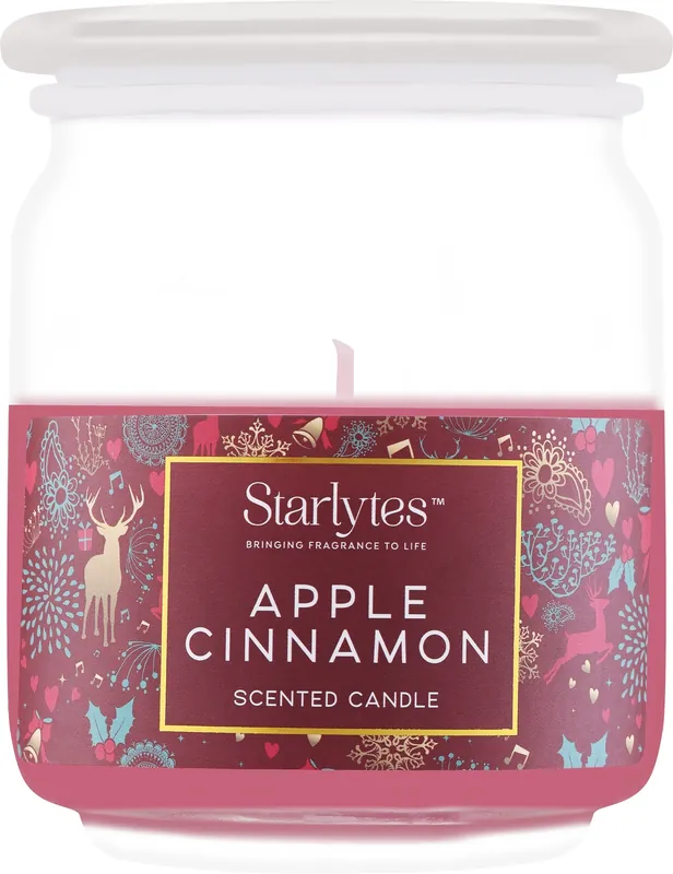 Apple & Cinnamon Scented Candle in Glass Jar - Bath and Body