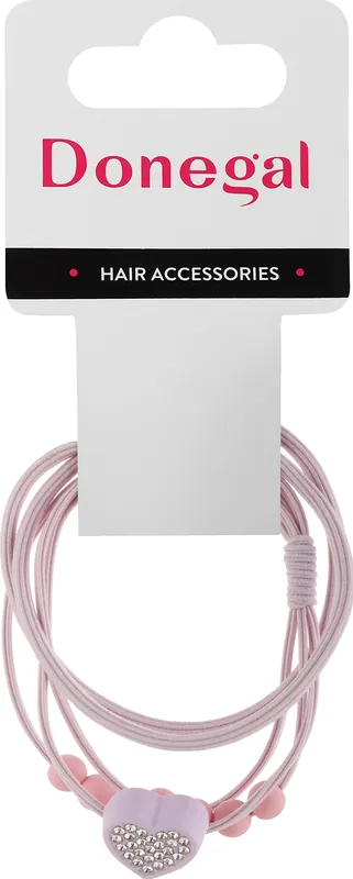 Hair tie, FA-5697, lavender with heart