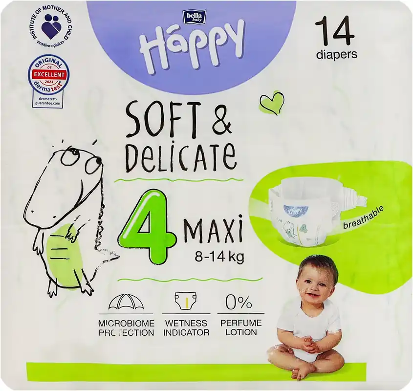 Baby Diapers 8-14 kg, size 4 Maxi, 14 pcs
