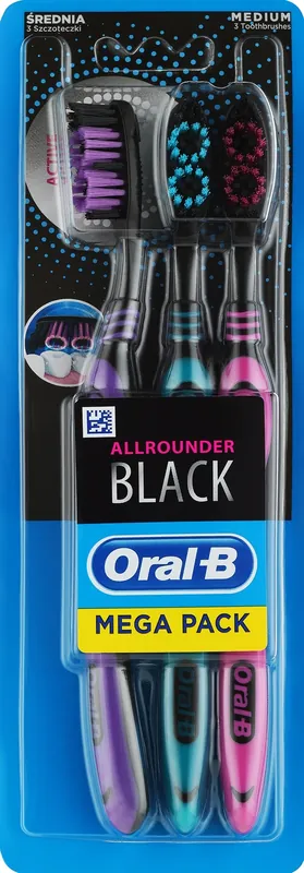 Toothbrush, medium hardness, 'Comprehensive Clean', 3 pcs, turquoise+purple+pink - Bath and Body
