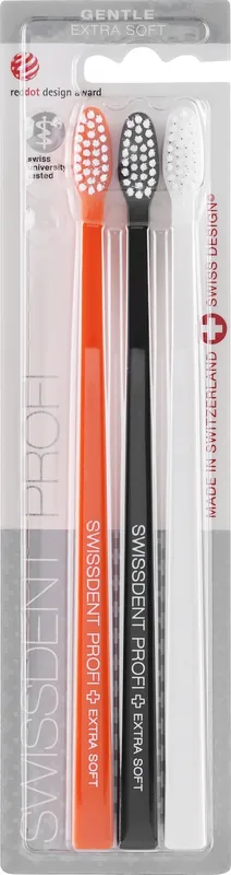 Extra Soft Toothbrush Set, white + black + orange - Bath and Body
