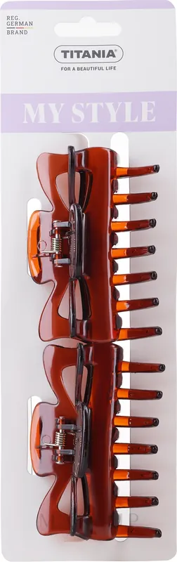 Hair Clips, 8.5 cm, 2 pcs, brown - Accessories