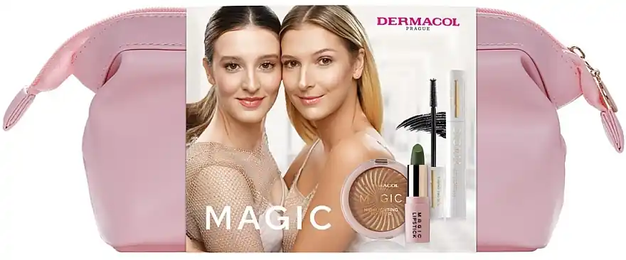 Dermacol Magic Set (mascara/12,6ml + highlliter/8g + lipstick/3,5g + bag/1pc) - Makeup