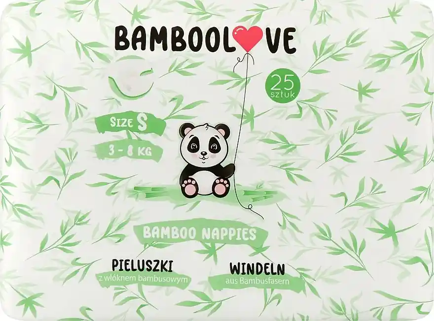Bamboo Diapers, S (3-8 kg), 25 pcs