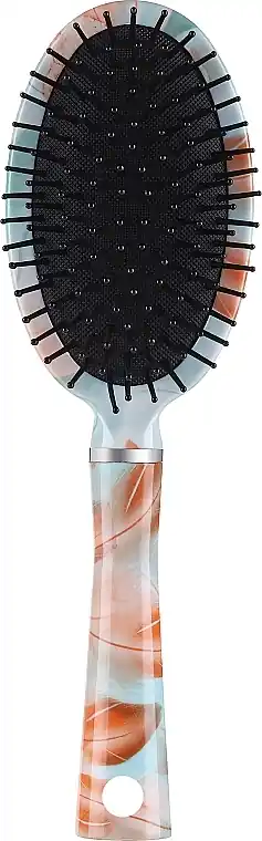 Oval Massage Hair Brush "Leaves", 10 rows - Accessories