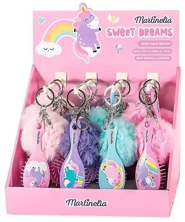 Hair Brush with Pompom, purple - Accessories