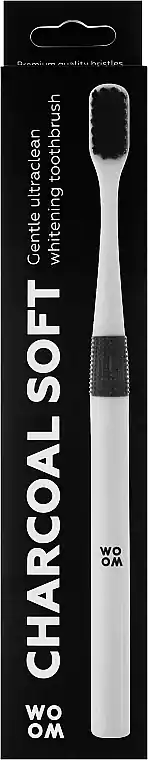 Charcoal Toothbrush, soft, white - Bath and Body