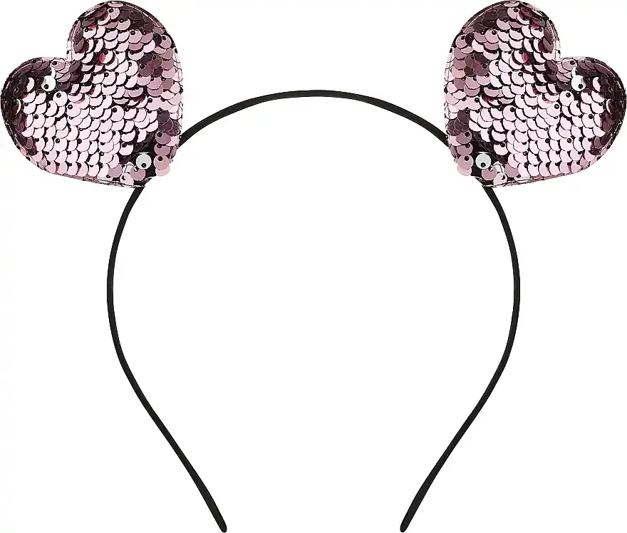 Hairband FA-5696, black with pink hearts