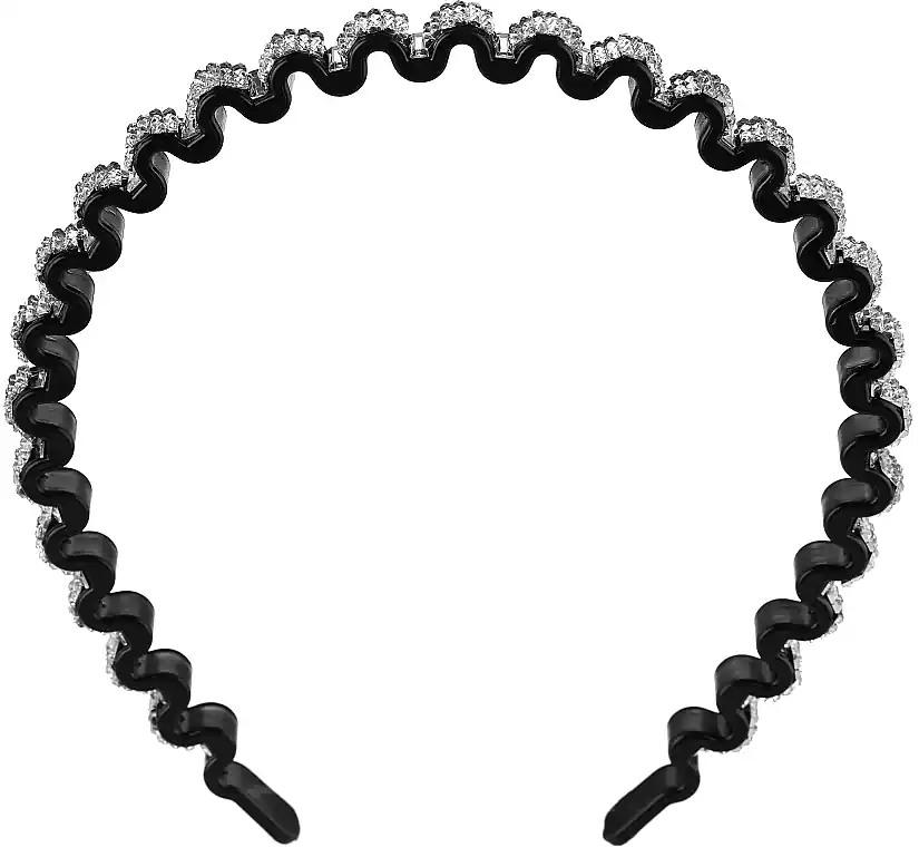 Headband, 24863+1, black with silver stones - Accessories