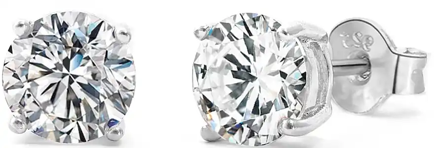 Silver stud earrings with sparkling cubic zirconia, 0.5 cm - Costume jewelry