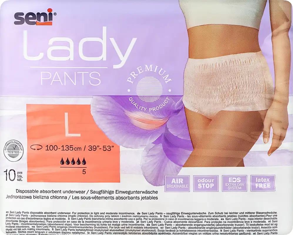 Women Absorbent Panties L, 100-135 cm, 10 pcs