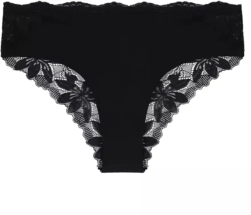 Women Bikini Panties with Lace Back, black - Clothes