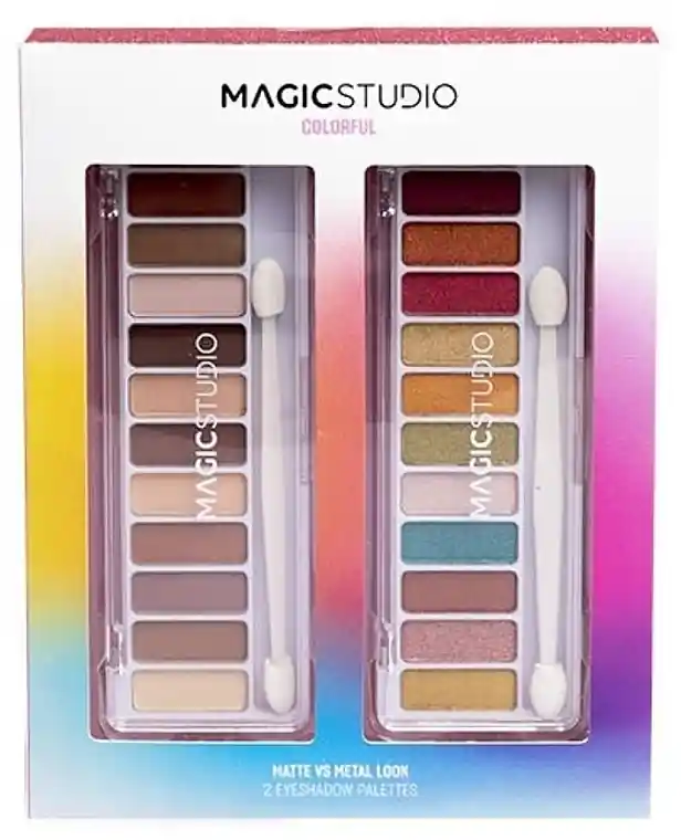 Magic Studio Colorful Matte vs Metal Look Eyeshadow Palette Set - Makeup